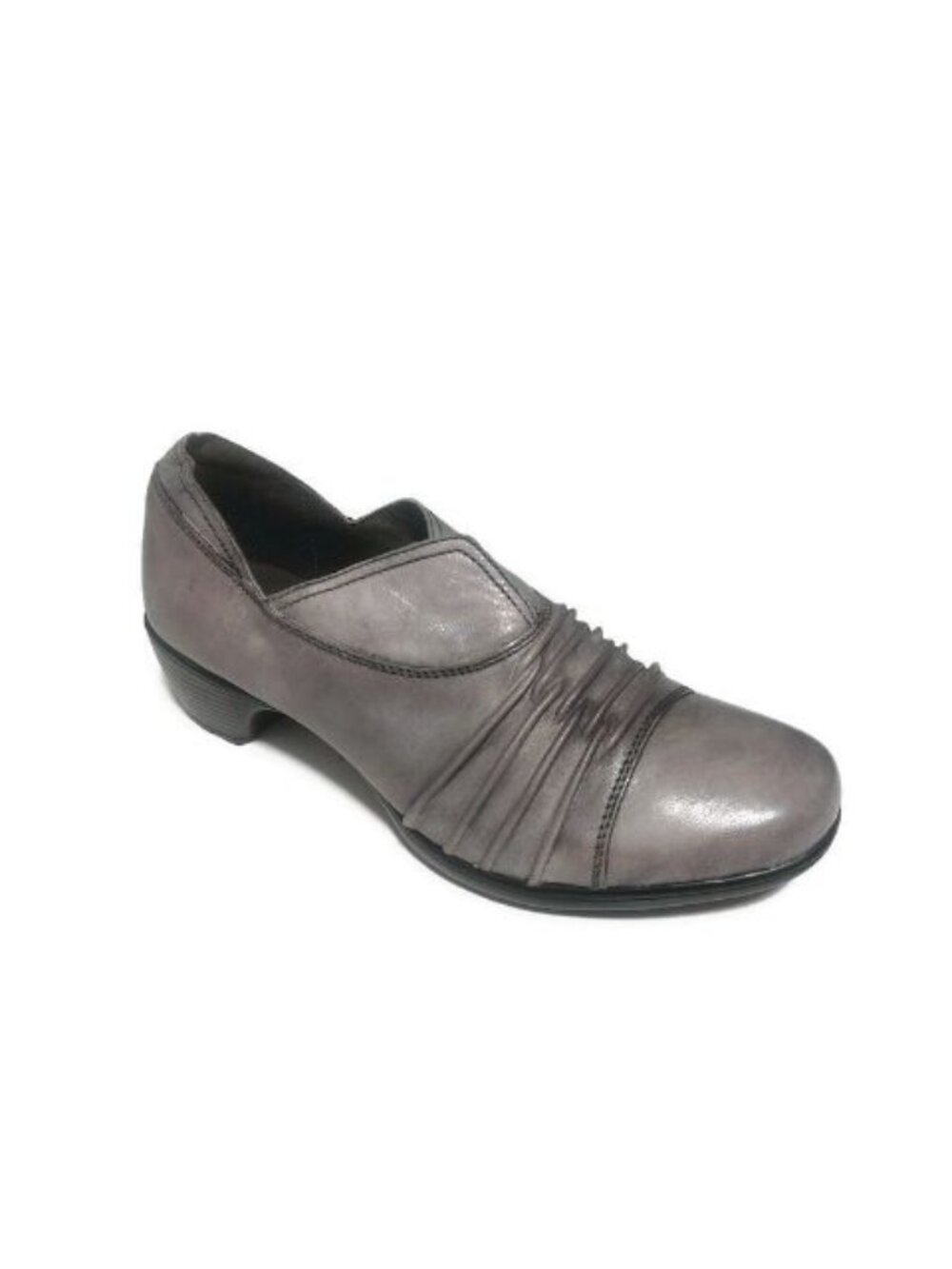 Romika Banja 04 Womens 6 EU 37 Dark Grey Leather Pleated V Neck Slip On Shoes